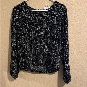 Olive & Oak Black Blouse with White Dot Print